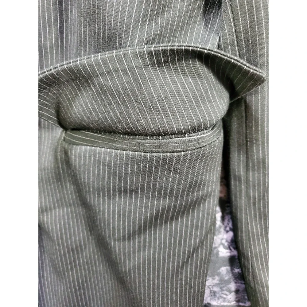 White House Black Market Pin Striped Blazer Womens 6 Black Double Breasted Lined